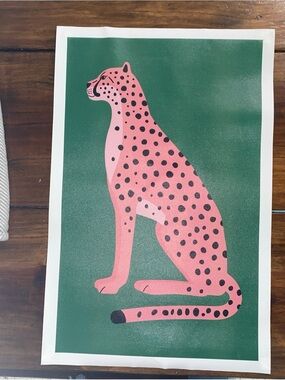 Pink Leopard Graphic Art Print on Canvas- Home Art